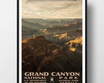 Grand Canyon National Park Poster | Vintage WPA Style Travel Poster | 8" x 10" to 24" x 36" | Made in USA | Free Shipping