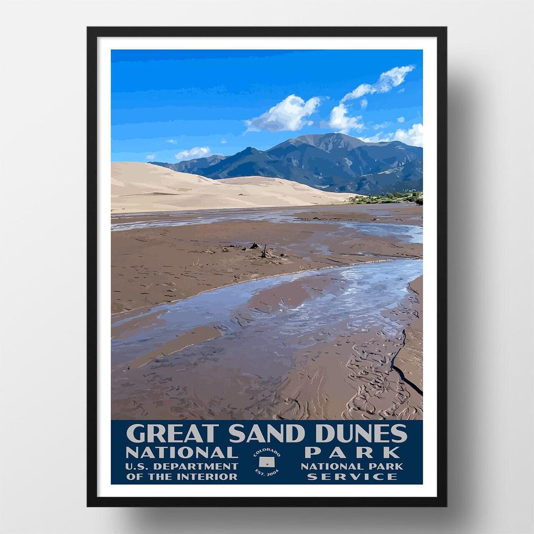 Great Sand Dunes National Park Poster | Vintage WPA Style Travel Poster ...