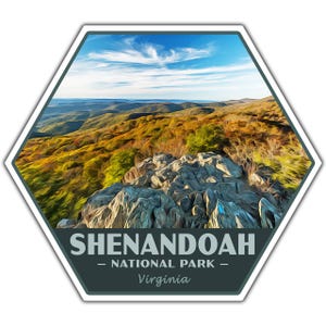 autocollant de parc national de Shenandoah | autocollant Shenandoah | Autocollant en vinyle | 2,25 x 2 po. à 3,4 po. x 3,0 po. | Fabriqué aux États-Unis | Livraison gratuite