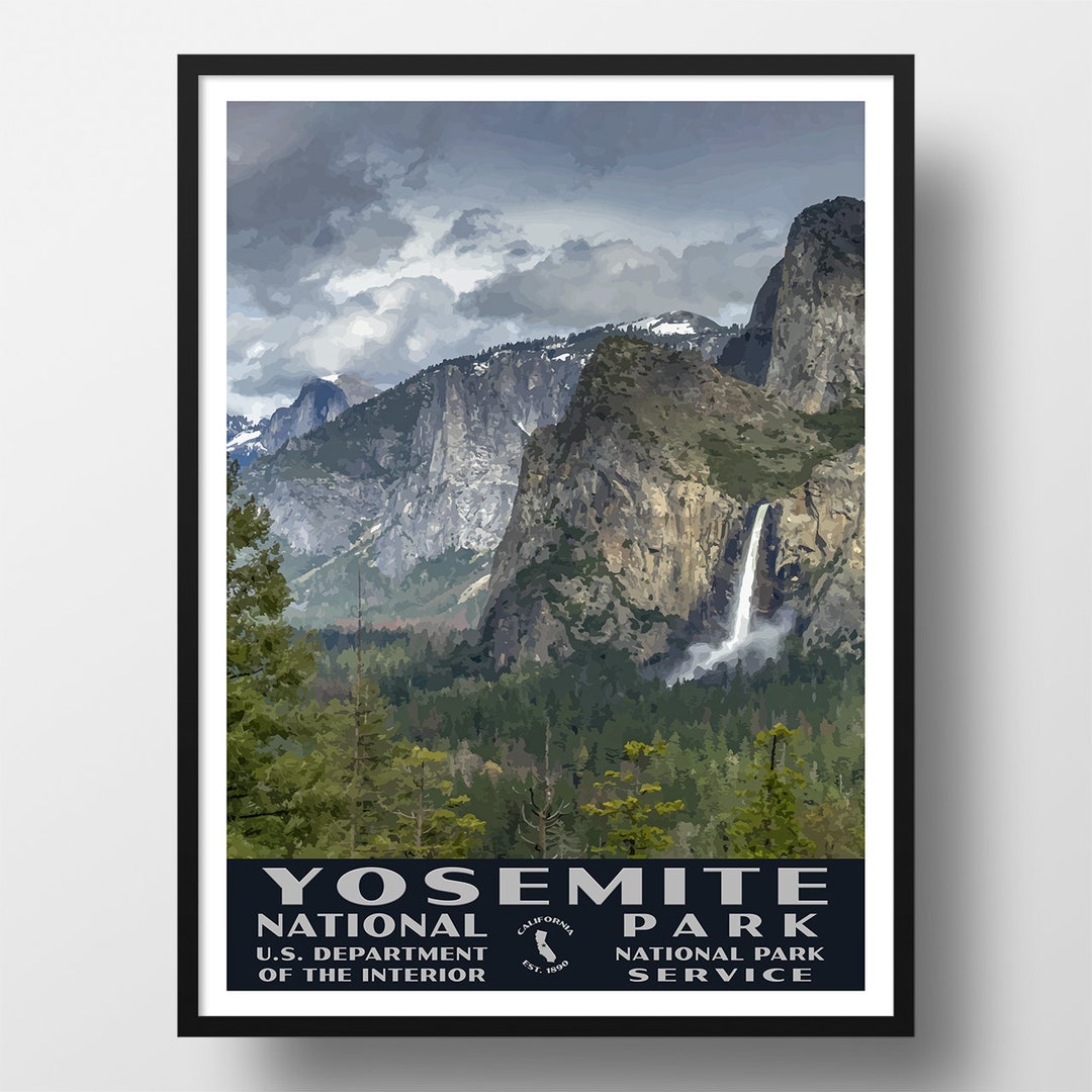 Yosemite National Park Poster Vintage WPA Style Travel Poster 8 X 10 to