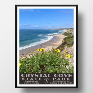 Crystal Cove State Park Poster | Vintage WPA Style Travel Poster | 8" x 10" to 24" x 36" | Made in USA | Free Shipping