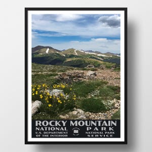 Rocky Mountain National Park Poster | Vintage WPA Style Travel Poster | 8&quot; x 10&quot; to 24&quot; x 36&quot; | Made in USA | Free Shipping