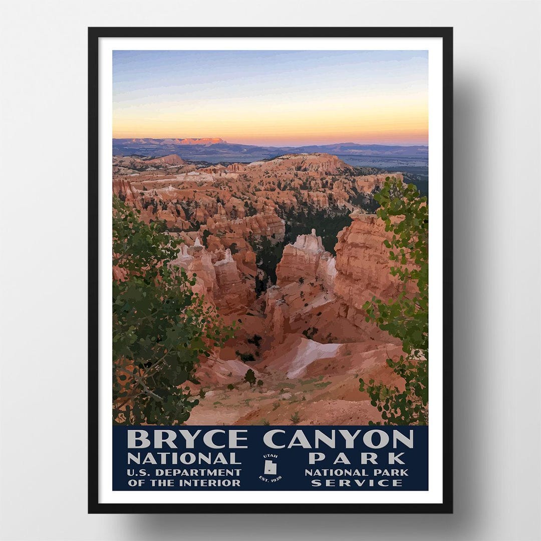 Bryce Canyon National Park Poster | Vintage WPA Style Travel Poster | 8 ...