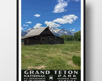 Grand Teton National Park Poster | Vintage WPA Style Travel Poster | 8" x 10" to 24" x 36" | Made in USA | Free Shipping