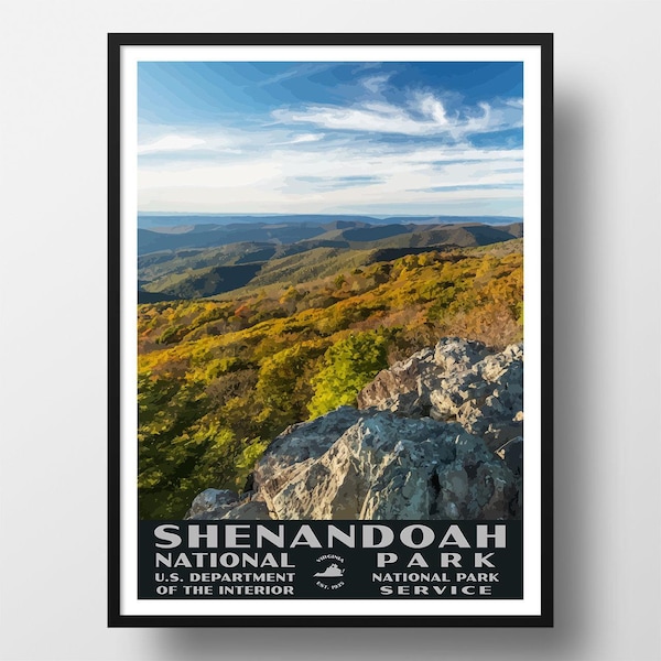 Póster del Parque Nacional Shenandoah / Póster de viaje vintage estilo WPA / 20,3 x 25,4 cm a 61 x 91,4 cm / Hecho en EE. UU. / Envío gratuito