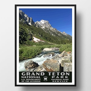 Grand Teton National Park Poster | Vintage WPA Style Travel Poster | 8&quot; x 10&quot; to 24&quot; x 36&quot; | Made in USA | Free Shipping