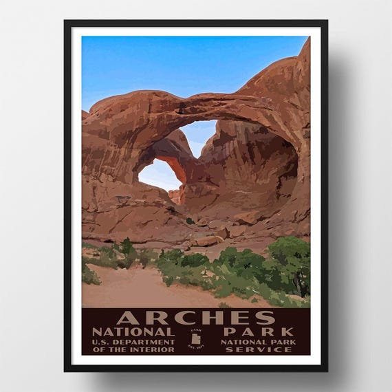 Arches National Park Poster | Vintage WPA Style Travel Poster | 8" x 10" to 24" x 36" | Made in USA | Free Shipping