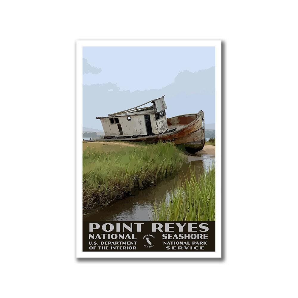 Point Reyes Poster Point Reyes National Seashore Poster | Vintage WPA Style Travel Poster ...