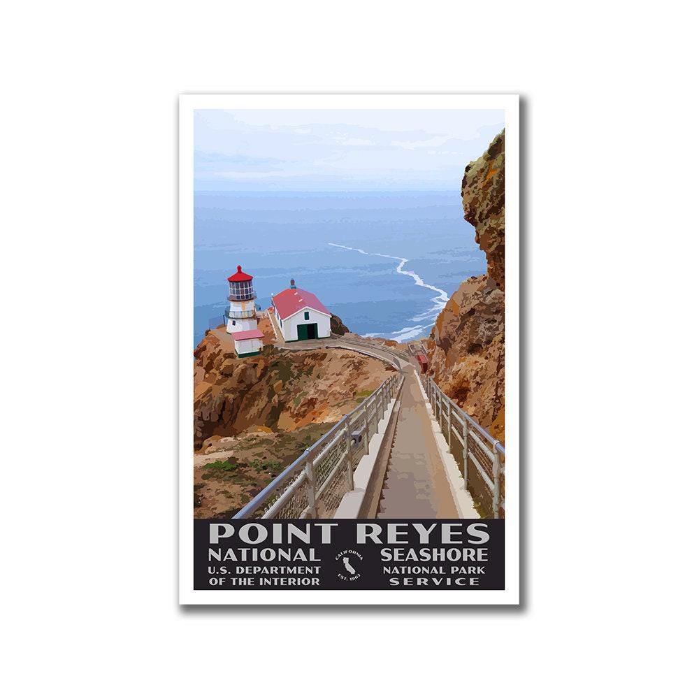 Point Reyes Poster Point Reyes National Seashore Poster | Vintage WPA Style Travel Poster ...