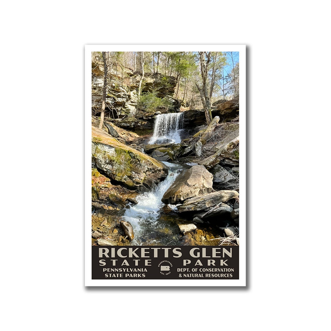 Ricketts Glen State Park Poster Vintage WPA Style Travel - Etsy