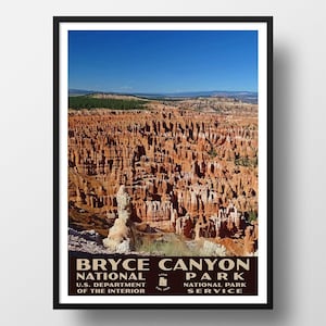 Bryce Canyon National Park Poster | Vintage WPA Style Travel Poster | 8&quot; x 10&quot; to 24&quot; x 36&quot; | Made in USA | Free Shipping