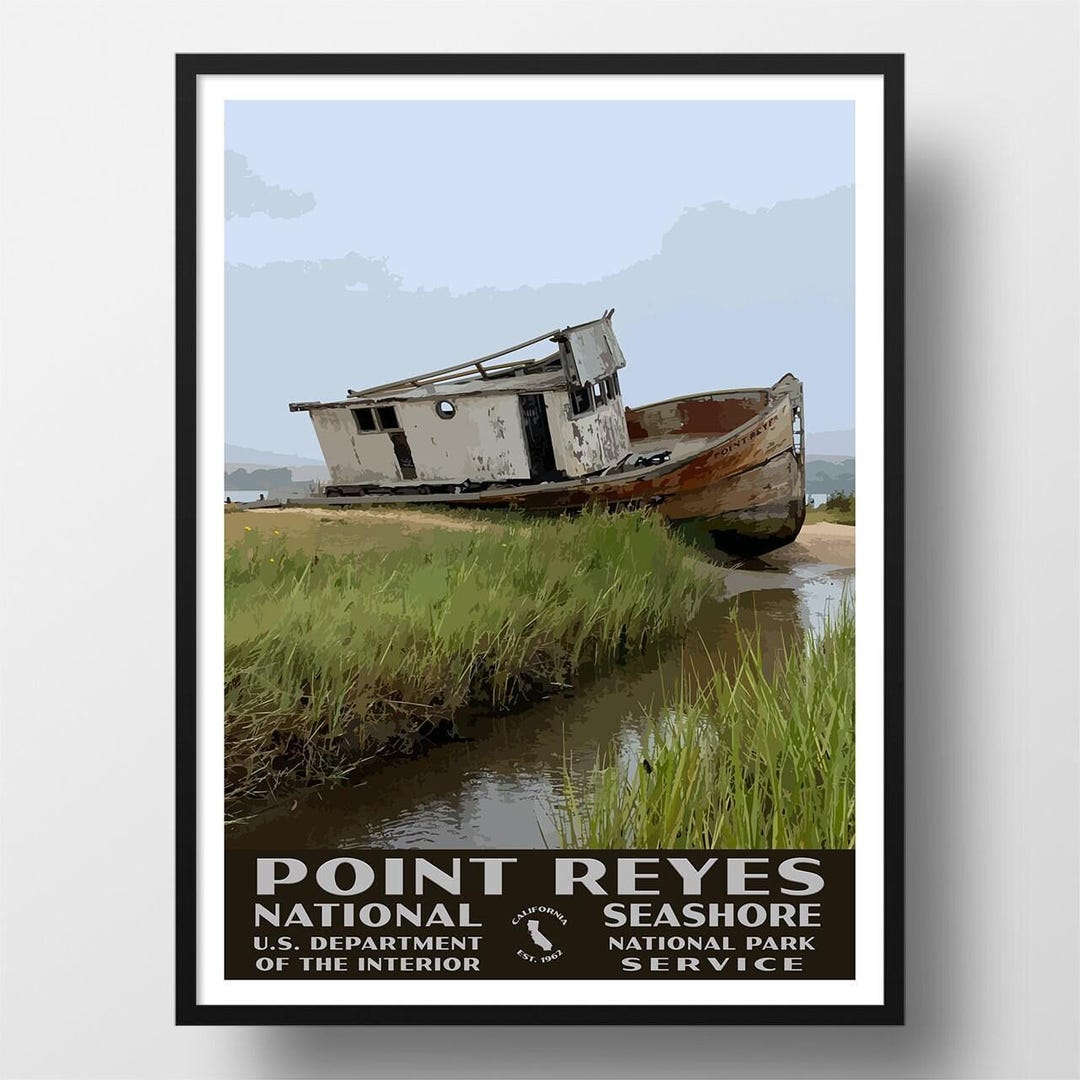 Point Reyes Poster Point Reyes National Seashore Poster | Vintage WPA Style Travel Poster ...