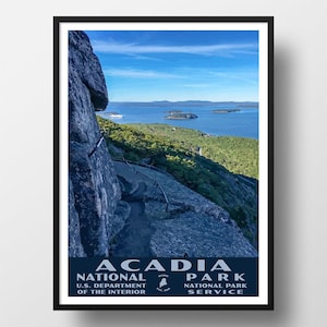 Acadia National Park Poster | Acadia Poster | Vintage WPA Style Travel Poster | 8&quot; x 10&quot; to 24&quot; x 36&quot; | Made in USA | Free Shipping