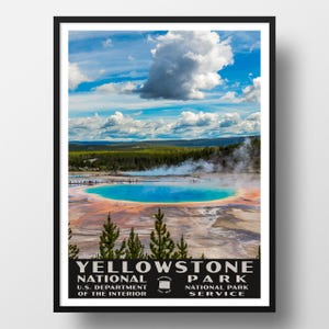 Yellowstone National Park Poster | Vintage WPA Style Travel Poster | 8&quot; x 10&quot; to 24&quot; x 36&quot; | Made in USA | Free Shipping