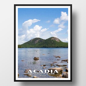 Acadia National Park Poster | Vintage WPA Style Travel Poster | 8&quot; x 10&quot; to 24&quot; x 36&quot; | Made in USA | Free Shipping