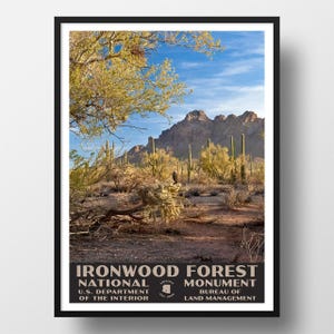 Ironwood Forest National Monument Poster | Vintage WPA Style Travel Poster | 8&quot; x 10&quot; to 24&quot; x 36&quot; | Made in USA | Free Shipping