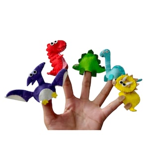 Filtfingerdockor - Dinosaurier (Set med 5 st) | Barnkammarramsor, Räkneleksaker, Pedagogiskt lekset, Småbarnsleksaker