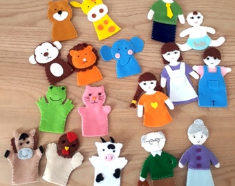 17pcs ANIMALS & FAMILY Finger Puppets