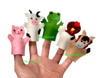 Felt Finger Puppets - Farm Animals (Set of 5 PCS) | Nursery Rhyme Storytelling, Educational Play Set, Toddler Toys