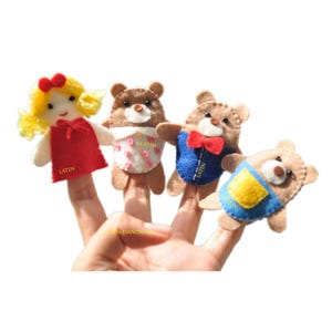Felt Finger Puppets - Goldilocks and Three Bears (Set of 4 PCS) | Nursery Rhyme Storytelling, Educational Play Set, Toddler Toys