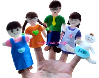 Felt Finger Puppets - Family (Set of 2/5/7 PCS) | Nursery Rhyme Storytelling, Educational Play Set, Toddler Toys
