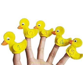 Felt Finger Puppets - Five Little Ducks (Set of 5 PCS) | Nursery Rhyme Storytelling, Educational Play Set, Toddler Toys