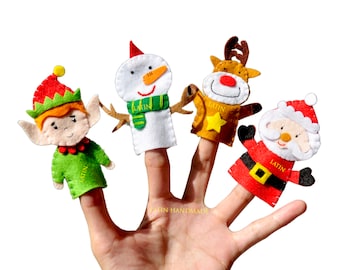 Felt Finger Puppets - Christmas (Set of 4 PCS) | Nursery Rhyme Storytelling, Educational Play Set, Toddler Toys
