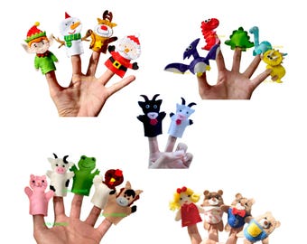 RANDOM Blind Bag Felt Finger Puppets (Set of 4-7 PCS) | Nursery Rhyme Storytelling, Educational Play Set, Toddler Toys