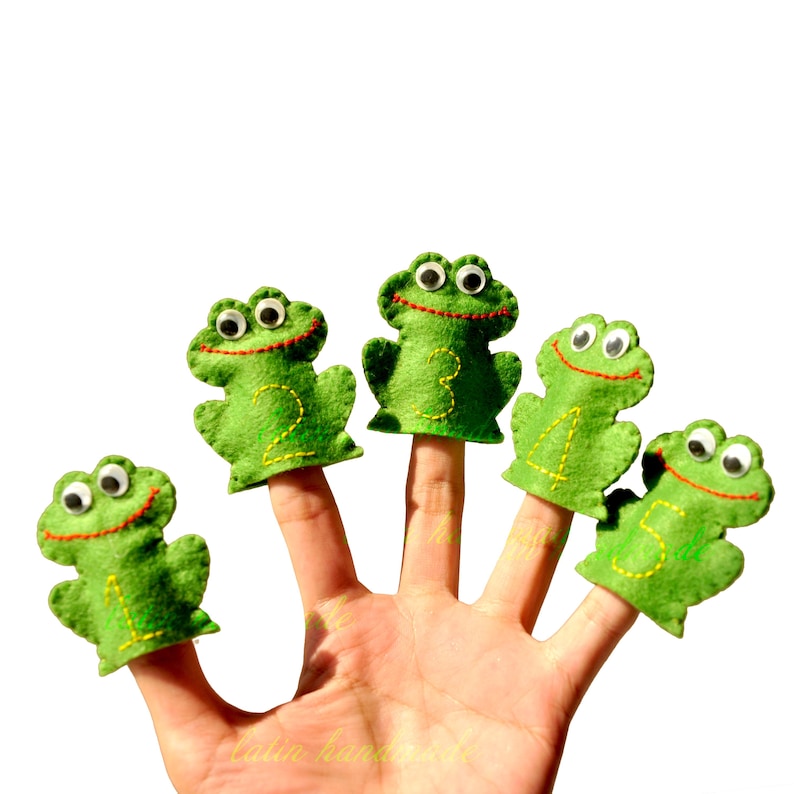 Finger Puppet Using Number Felt Finger Puppets - Numbered Frogs (set of 5 PCS) | Nursery Rhyme ...