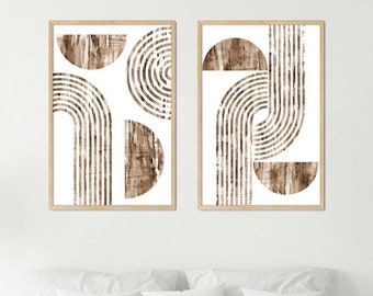 Geometric wall art, Set of 2 Bauhaus Print, Mid Century Modern Art print, Neo Geometric Art, Living Room Decor, Beige Neutral Art Poster