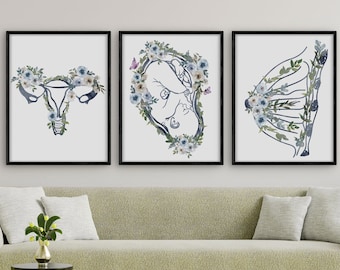 Midwife gift, Gynecologist Art, Obgyn Print, Doula Gift, Pregnancy Anatomy, Doctor Office Decor, Midwife Appreciation Gift