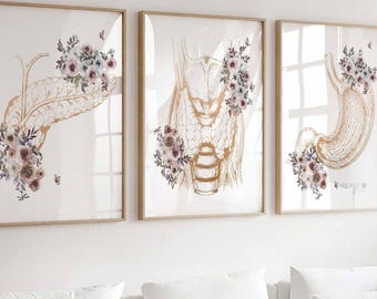 Pancreas Stomach Thyroid Anatomy Print Set of 3 | Medical Office Wall Art | Endocrinology Clinic Decor | Gastroenterology Anatomy Posters