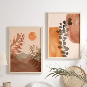 Boho Wall Art, Sun Desert Print, Modern eucalyptus art print, Abstract botanical art print, Mid-century modern wall art