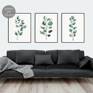 Eucalyptus print, 3 piece wall art, Botanical print set of 3, Green Wall Art, Eucalyptus leaf Print, 3 Botanical Art Prints