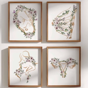 Obgyn Wall Art, Midwife Artwork, Gynaecology Poster, Flower Gold Print ...
