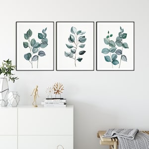 Eucalyptus Wall Art Print, Botanical print set of 3, Green Leaf Wall Art, Eucalyptus leaf Print, 3 Botanical Art Prints