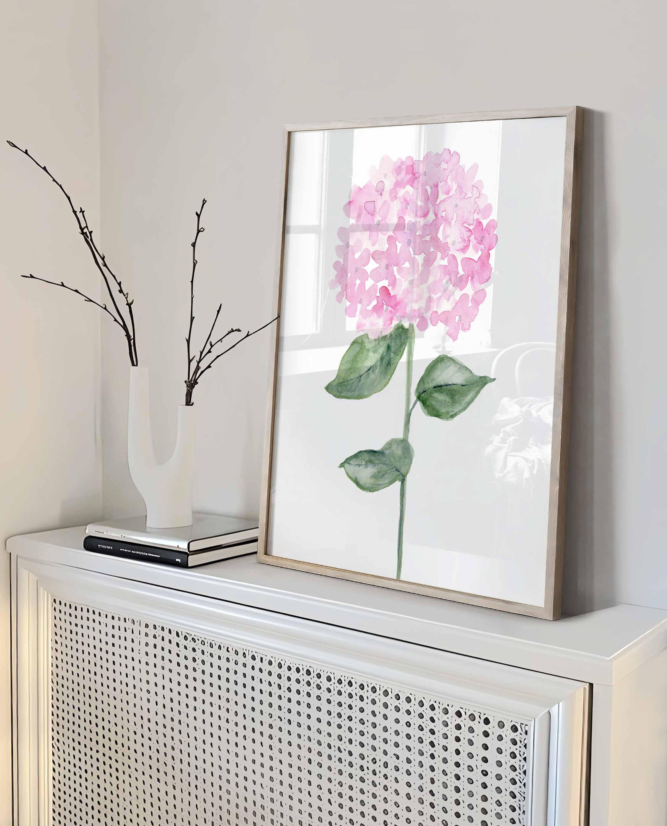 Pink Hydrangea Watercolor Prints: Set of 2 Botanical Floral Wall Art - Etsy