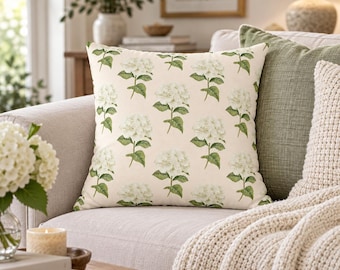 Hydrangea Pillow Case, Floral Cushion, Flowers hampton style decor, Living Room pillow, Couch Bedroom Decoration