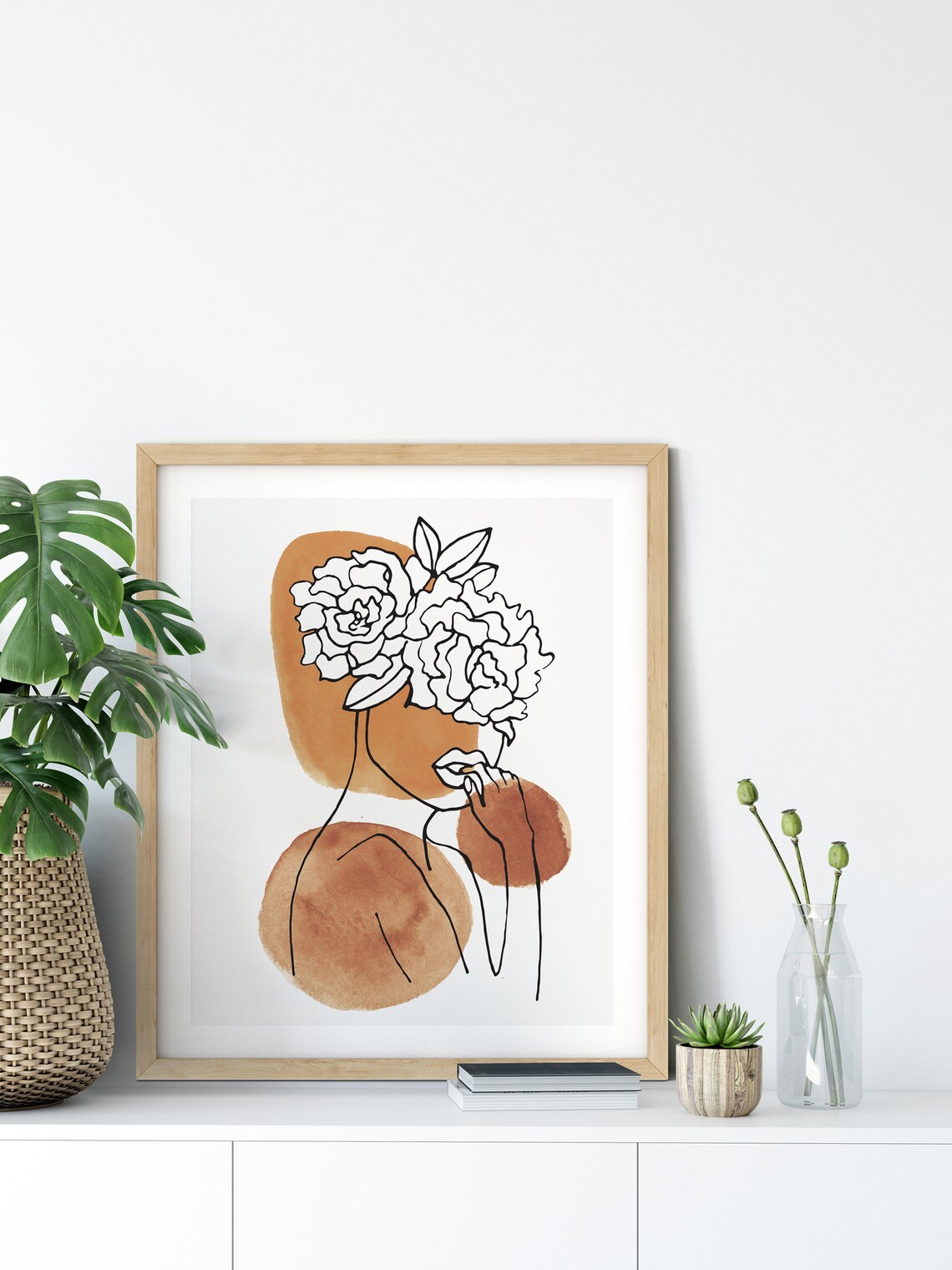 Head of Flowers Art Print One Line Art Flower Line Art Etsy Canada