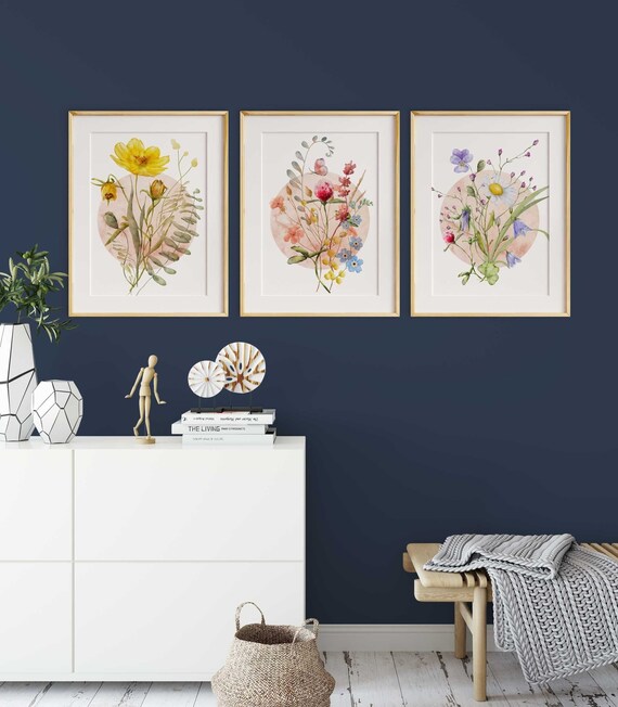 Wildflowers Print Set of 3 Wall Art Floral Botanical Flowers - Etsy