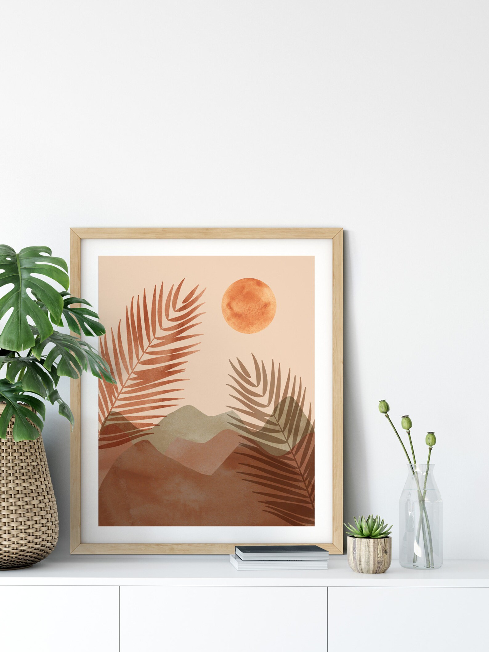 Mid Century Modern Wall Art, Terracotta Print, Abstract Landscape Print ...