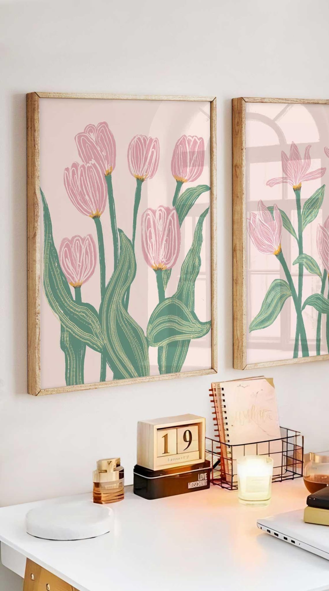 Tulip Print Floral Pink And Green Poster Boho Abstract Wall Art tulip-print-floral-pink-and-green-poster-boho-abstract-wall-art
