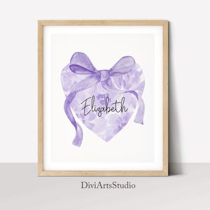 Print strik kinderkamer, strik kinderkamer flirt, gepersonaliseerde naam kinderkamer, naam babymeisje afdrukken, roze strik naam kinderkamer