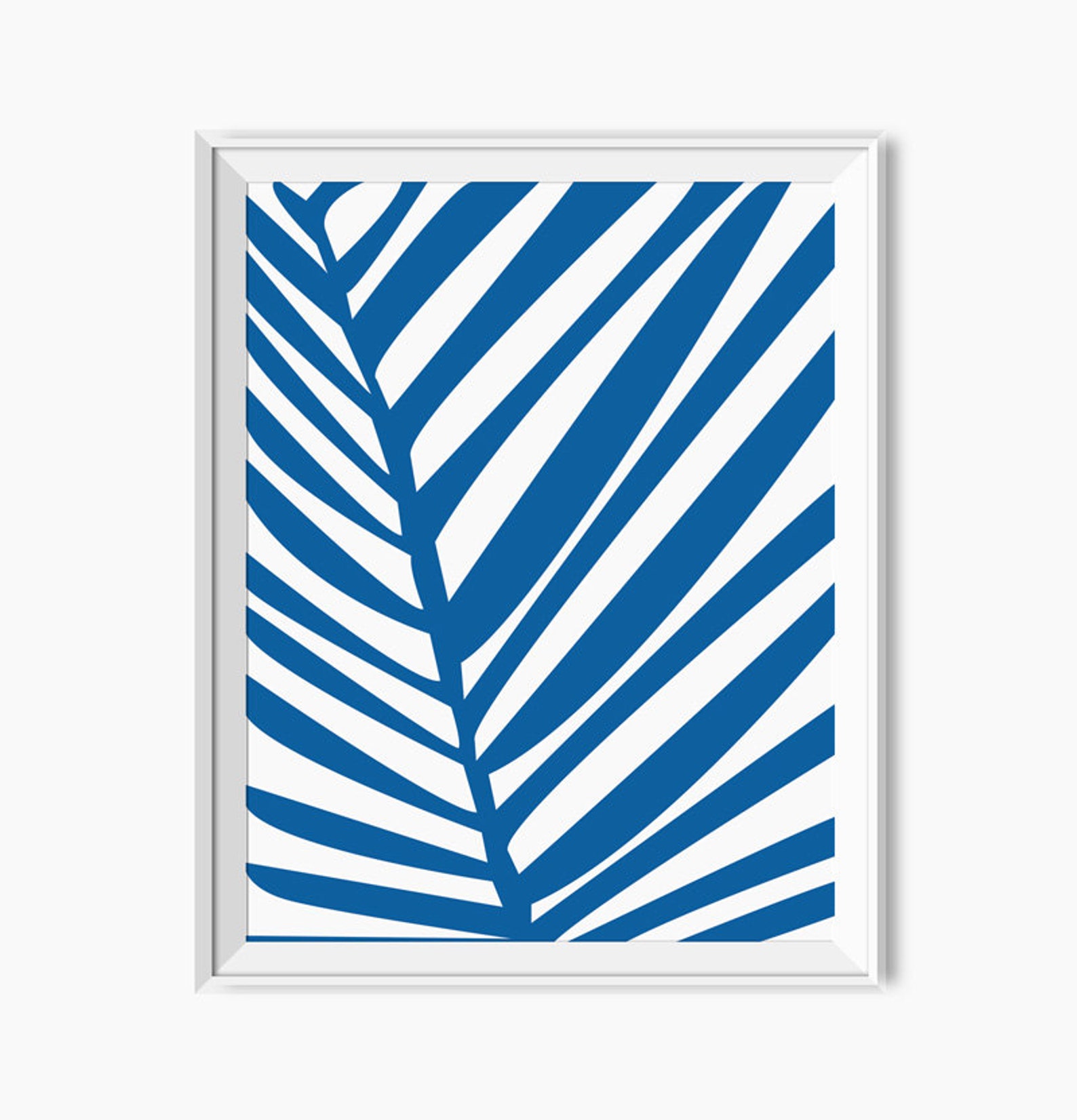 PALM LEAF PRINT Palm Tree Decor Blue Palm Print Blue Leaf Etsy