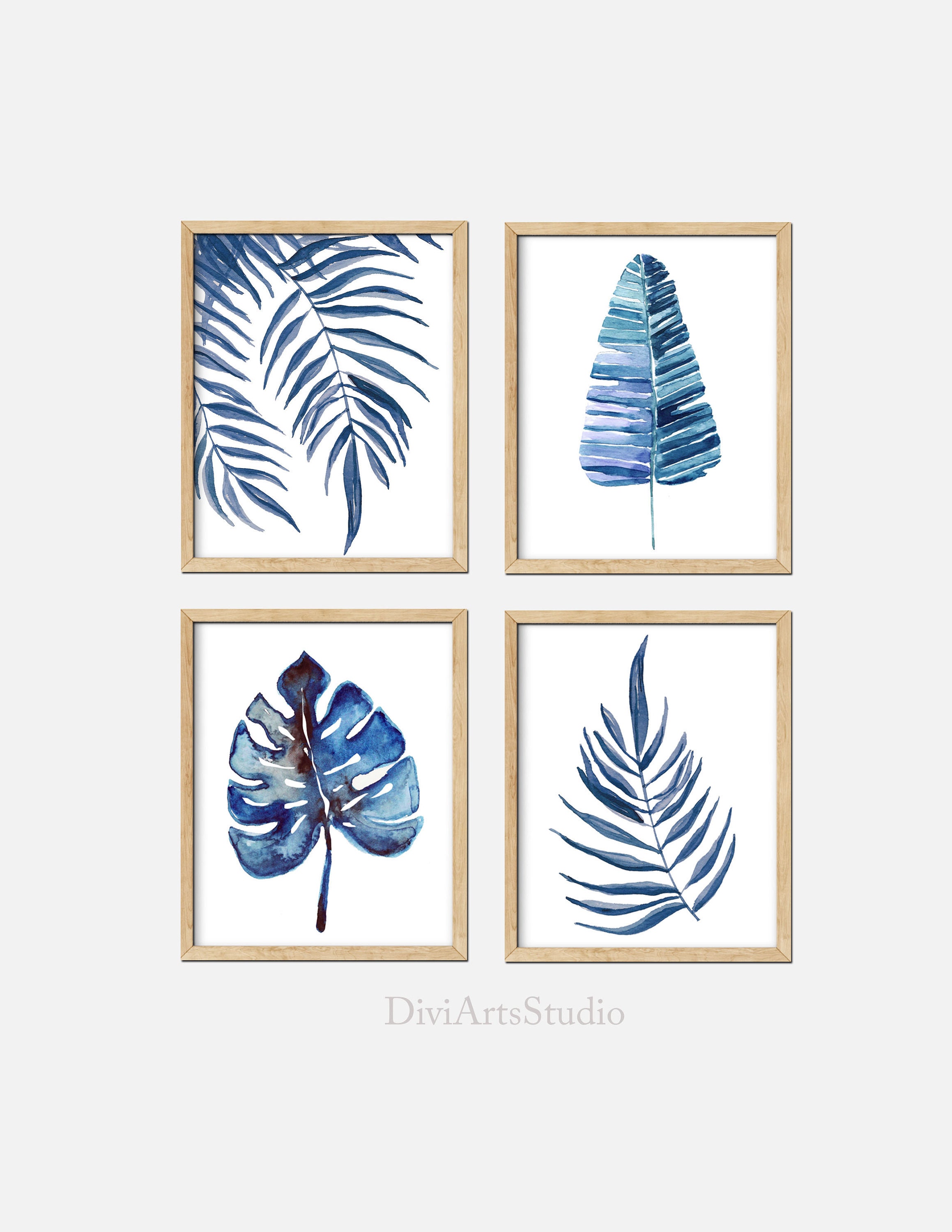 Botanical Print Set of 4, Leaves Illustrations, Blue Monstera Leaf, Botanical  Leaf Set, Gallery Wall Art, Home Office Prints, Blue Leaves -  Canada