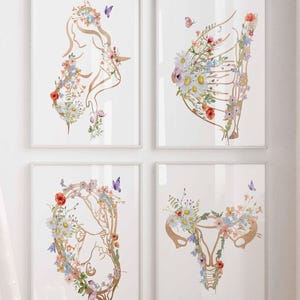 Schwangerschaft Wandkunst, Hebamme Blumendruck, Gynäkologie Poster, Blumen Golddruck, Doula Geschenk, Obgyn Anatomy, Geburtshelfer Doktor Büro Dekor