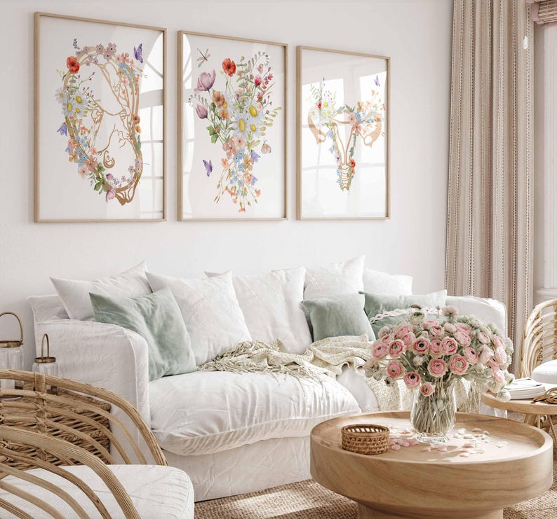 Wildflowers Baby womb art print Pregnancy art set