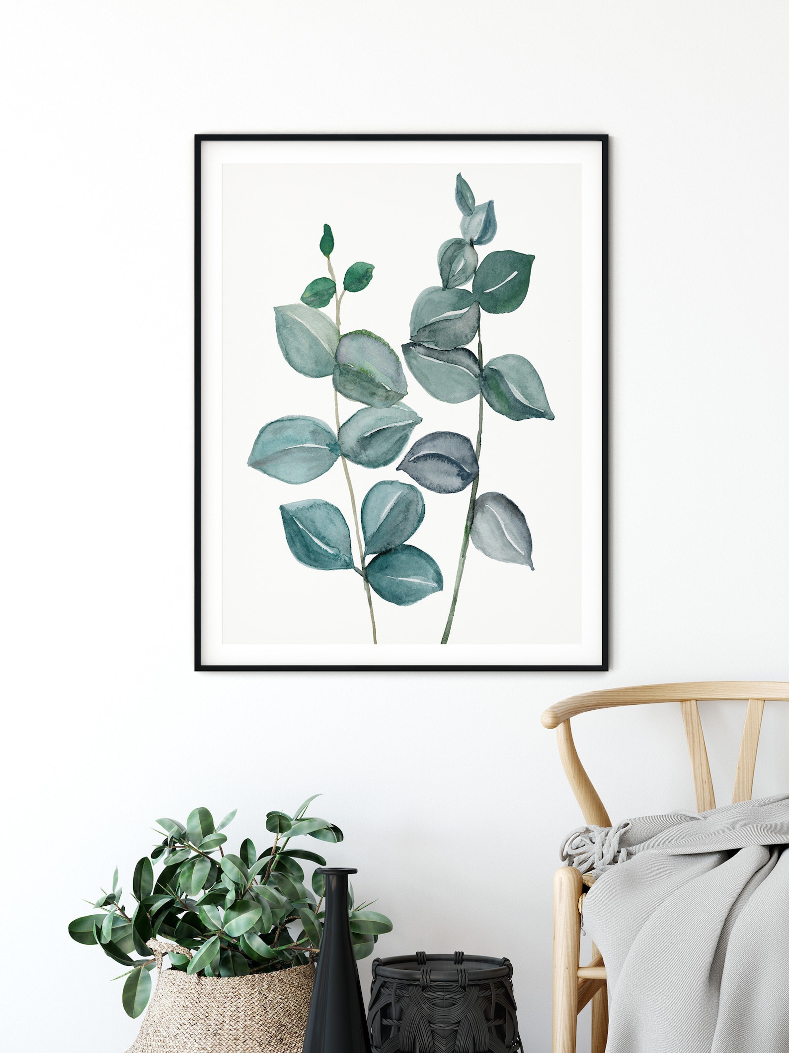 Eucalyptus print Set Set of 2 prints botanical Green leaf Etsy
