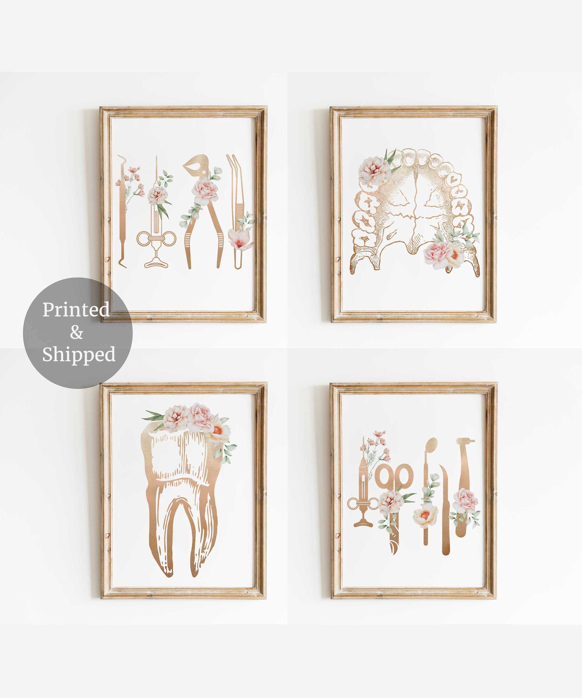 Zahnarzt Büro Deko, Den dentale Wandkunst, Zahnarzt Praxis Kunst, Zahn Florale Anatomie, Set von 4 Drucke, Zahnarzt Studenten Geschenke