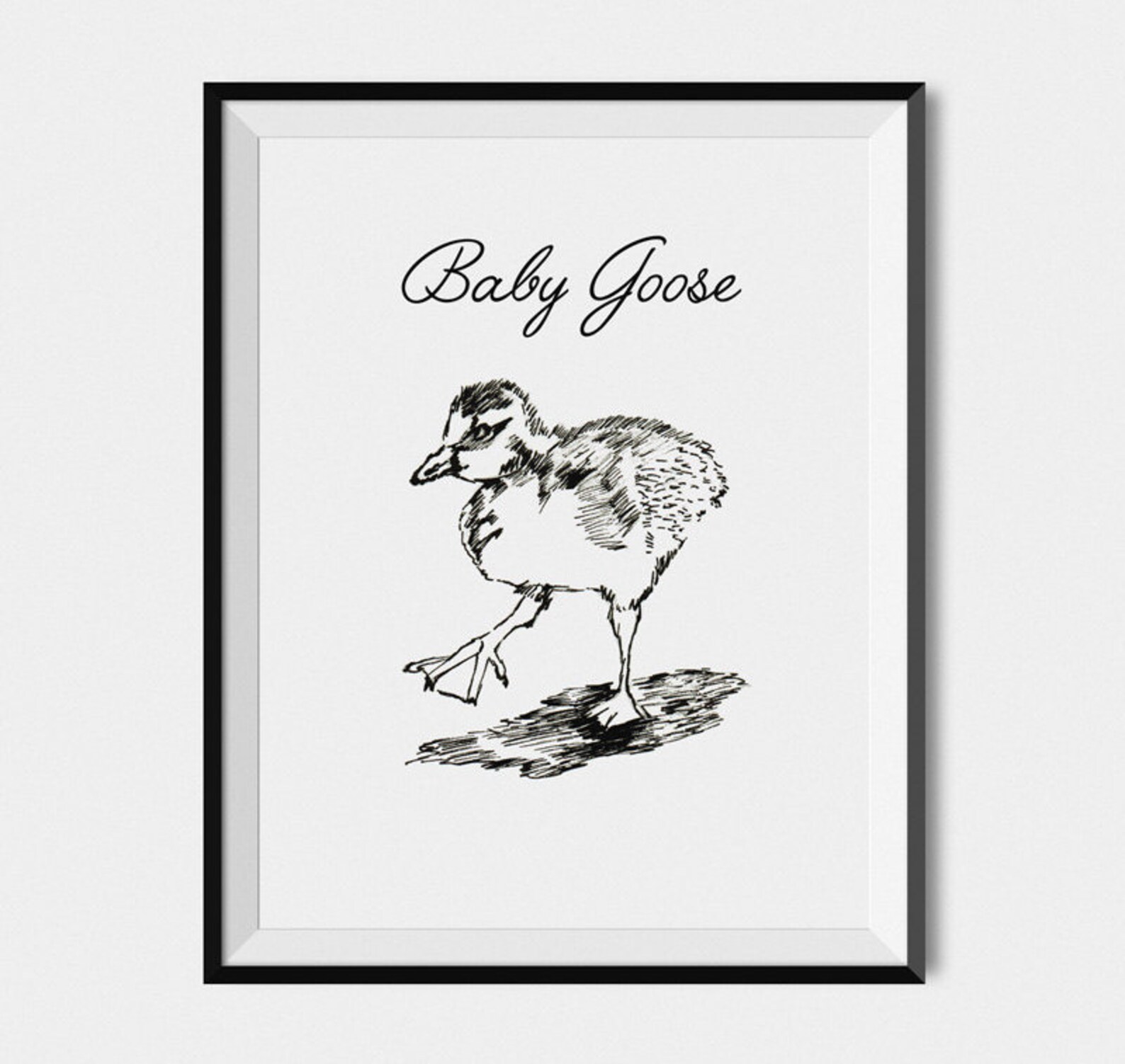 BABY GOOSE PRINT Black White Nursery Wall Art Kids Room Etsy